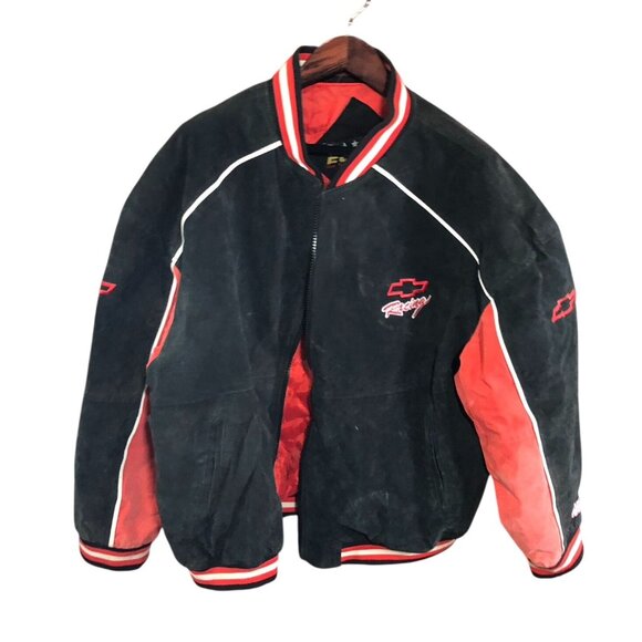 Vintage Chevrolet Racing Bomber Jacket Size XXL Black Full Zip Quilted Retro Y2K - Picture 1 of 16